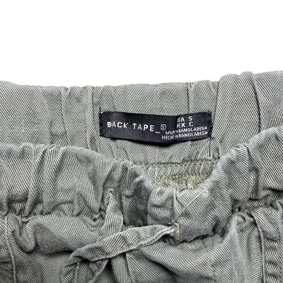 Black Tape Pull On Shorts 100% Tencel Raw Hem Tie Waist Size Small - Picture 3 of 6